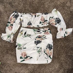 Floral Off-Shoulder Skirt Set